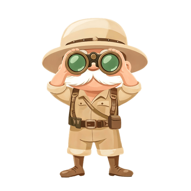 Eiendomsjeger'n maskot med kikkert